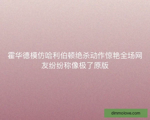 霍华德模仿哈利伯顿绝杀动作惊艳全场网友纷纷称像极了原版